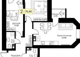 Продажа трехкомнатной квартиры, 76.4 м2, Тверская область