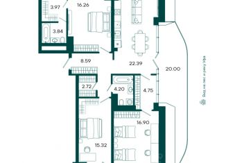 Продам 3-комнатную квартиру, 104.94 м2, Республика Башкортостан