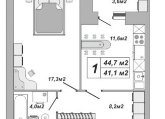 Продам однокомнатную квартиру, 44.7 м2, Тамбовская область, улица Чичерина, 7/3