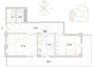 Продажа двухкомнатной квартиры, 85 м2, Крым