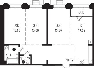 Продаю 3-ком. квартиру, 92.56 м2, Иркутск, Октябрьский округ, улица Юрия Левитанского, 4/1