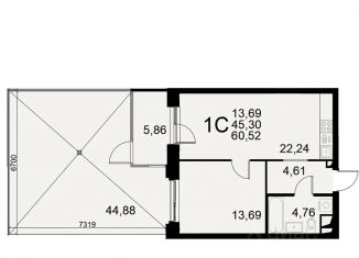 Продается однокомнатная квартира, 60.52 м2, Тульская область, Хлебная площадь, 8