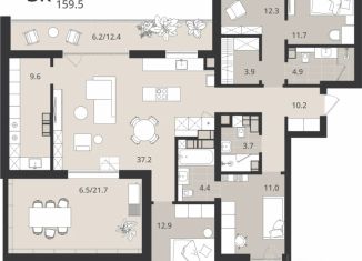 Продаю 4-ком. квартиру, 136.3 м2, Калининград