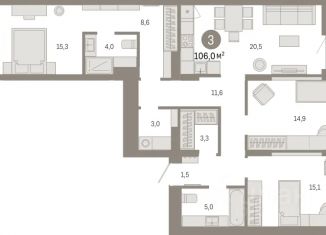 Продаю 3-комнатную квартиру, 106 м2, Омск