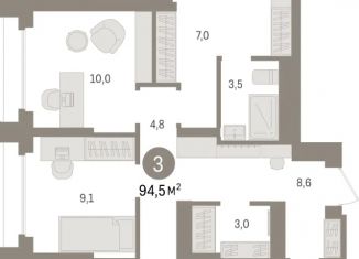 Продаю 3-ком. квартиру, 94.5 м2, Омск