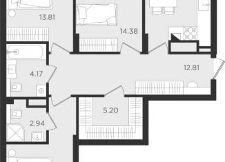 Продается 3-комнатная квартира, 84.29 м2, Калининград, улица Старшины Дадаева, 55к2