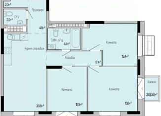 Продаю трехкомнатную квартиру, 77.7 м2, Удмуртия