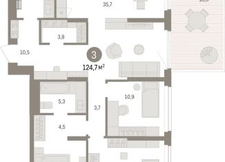 Продажа 3-комнатной квартиры, 124.7 м2, Омск