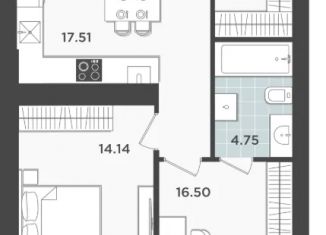 Продаю 2-ком. квартиру, 70.89 м2, Калининград