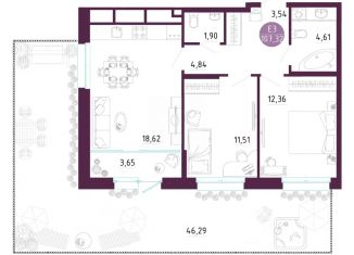 2-ком. квартира на продажу, 107.32 м2, Тульская область, улица Купцов Гречихиных