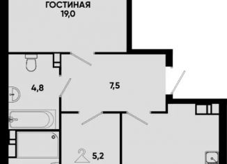 Продам двухкомнатную квартиру, 74.3 м2, Ставропольский край