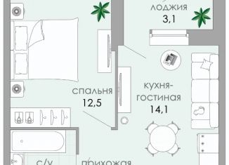 Продам 1-ком. квартиру, 39.8 м2, Тверь, бульвар Гусева, 63к1