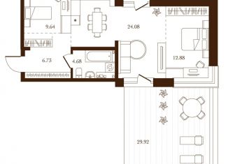 Продается двухкомнатная квартира, 90.2 м2, Иркутск, Октябрьский округ