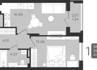 Продается 1-ком. квартира, 39.89 м2, Калининград, улица Старшины Дадаева, 55к2